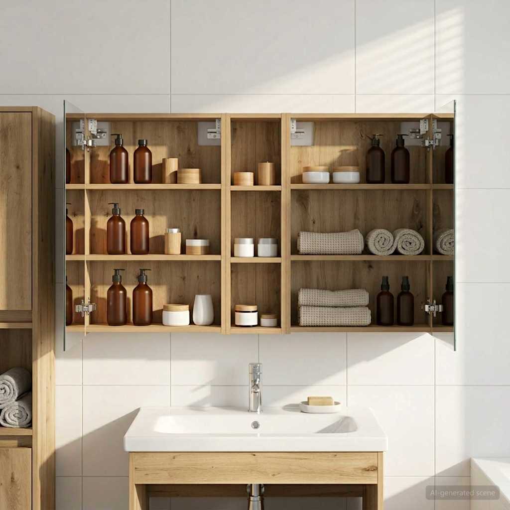 Set di Armadi da Bagno con lo scaffale 3 pcs 120 x 14,5 x 70 cm | homemem39