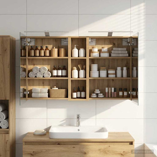 Set di Armadi da Bagno con lo scaffale 3 pcs 120 x 14,5 x 70 cm | homemem39