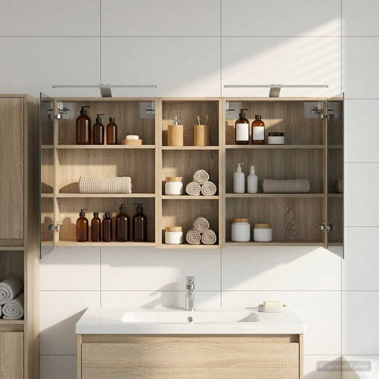 Set di Armadi da Bagno con lo scaffale 3 pcs 130 x 14,5 x 70 cm