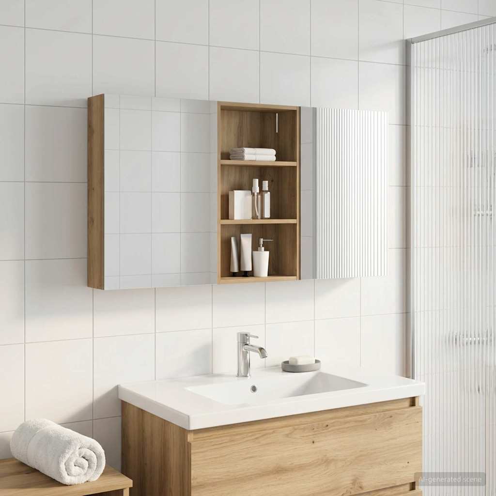 Set di Armadi da Bagno con lo scaffale 3 pcs 140 x 14,5 x 70 cm | homemem39