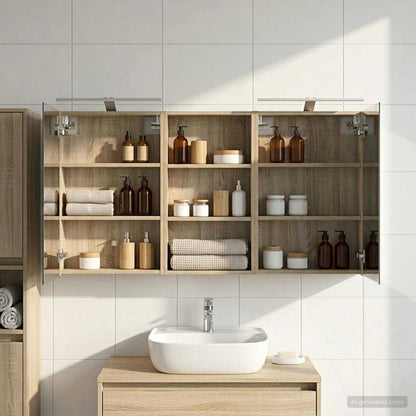 Set di Armadi da Bagno con lo scaffale 3 pcs 140 x 14,5 x 70 cm | homemem39