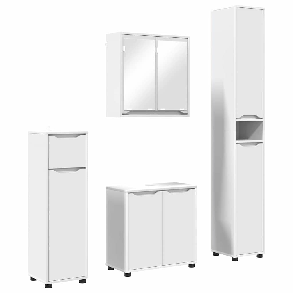 Set di mobili per il bagno 4 pcs Bianco Legno multistrato