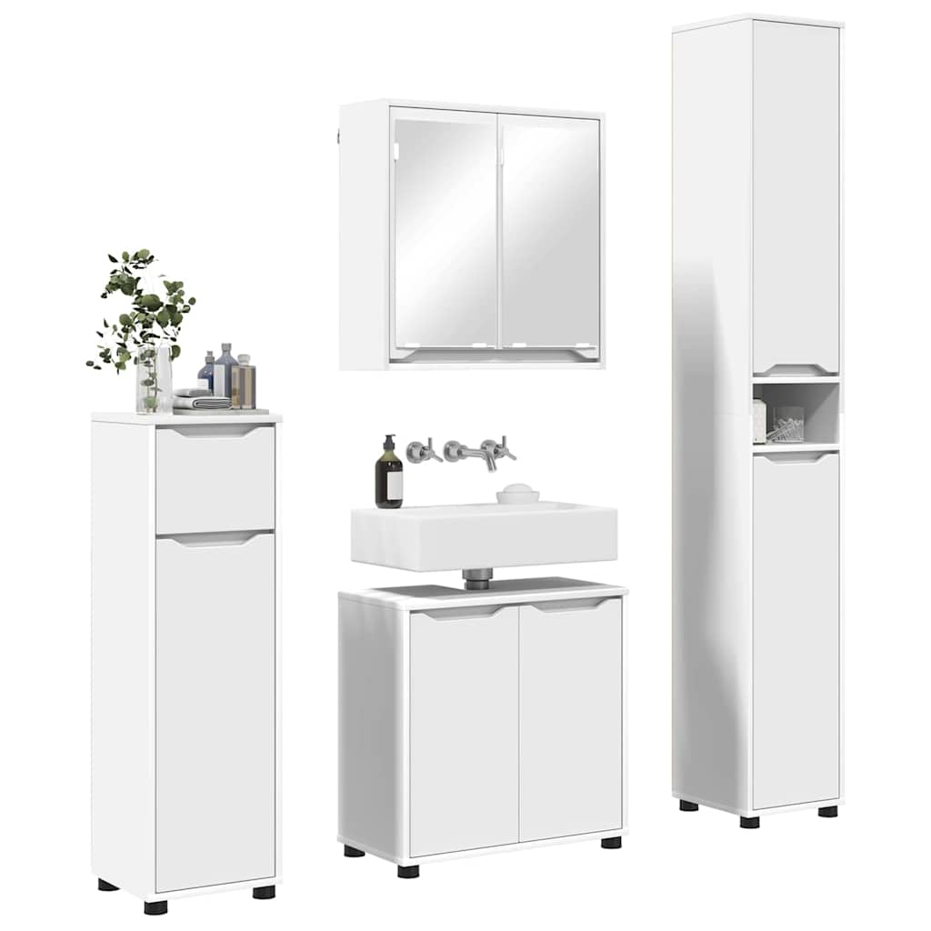 Set di mobili per il bagno 4 pcs Bianco Legno multistrato