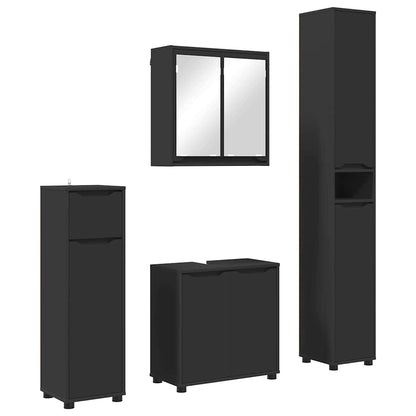 Set di mobili per il bagno 4 pcs Nero Legno multistrato