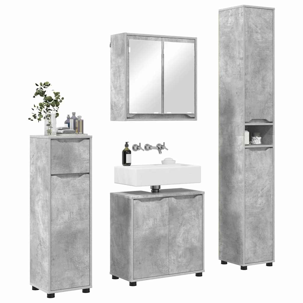 Set di mobili per il bagno con cassetto 4 pcs Grigio cemento