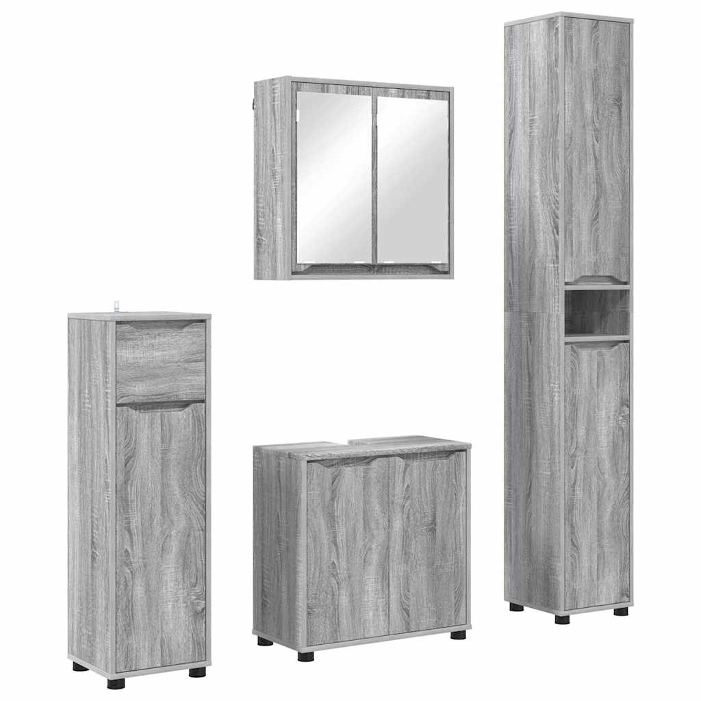Set di mobili per il bagno con cassetto 4 pcs Grigio Sonoma