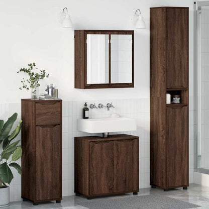 Set di mobili per il bagno con cassetto 4 pcs Rovere Marrone