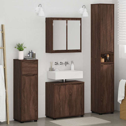 Set di mobili per il bagno con cassetto 4 pcs Rovere Marrone