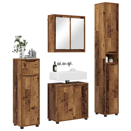 Set di mobili per il bagno con cassetto 4 pcs Legno vecchio