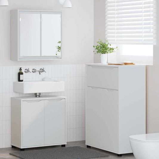 Set di mobili per il bagno 3 pcs Bianco Legno multistrato
