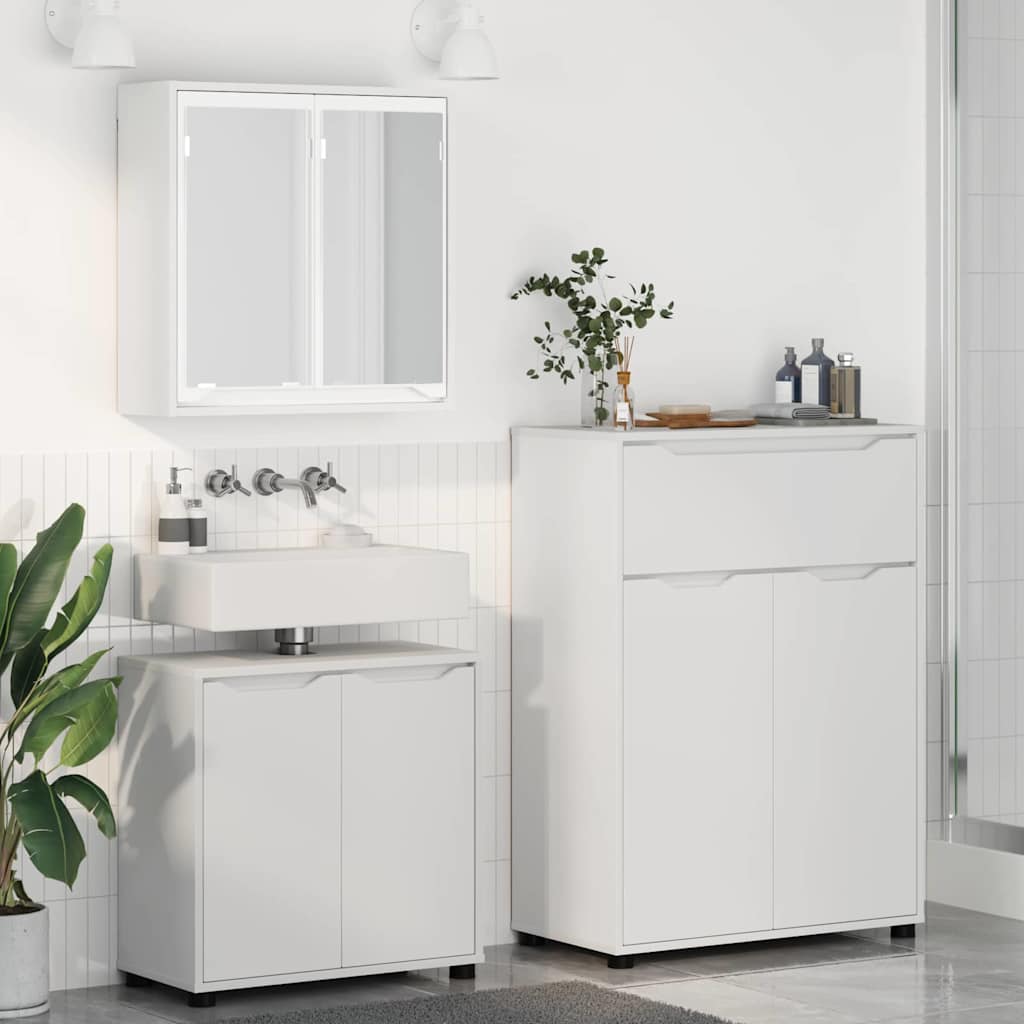 Set di mobili per il bagno 3 pcs Bianco Legno multistrato