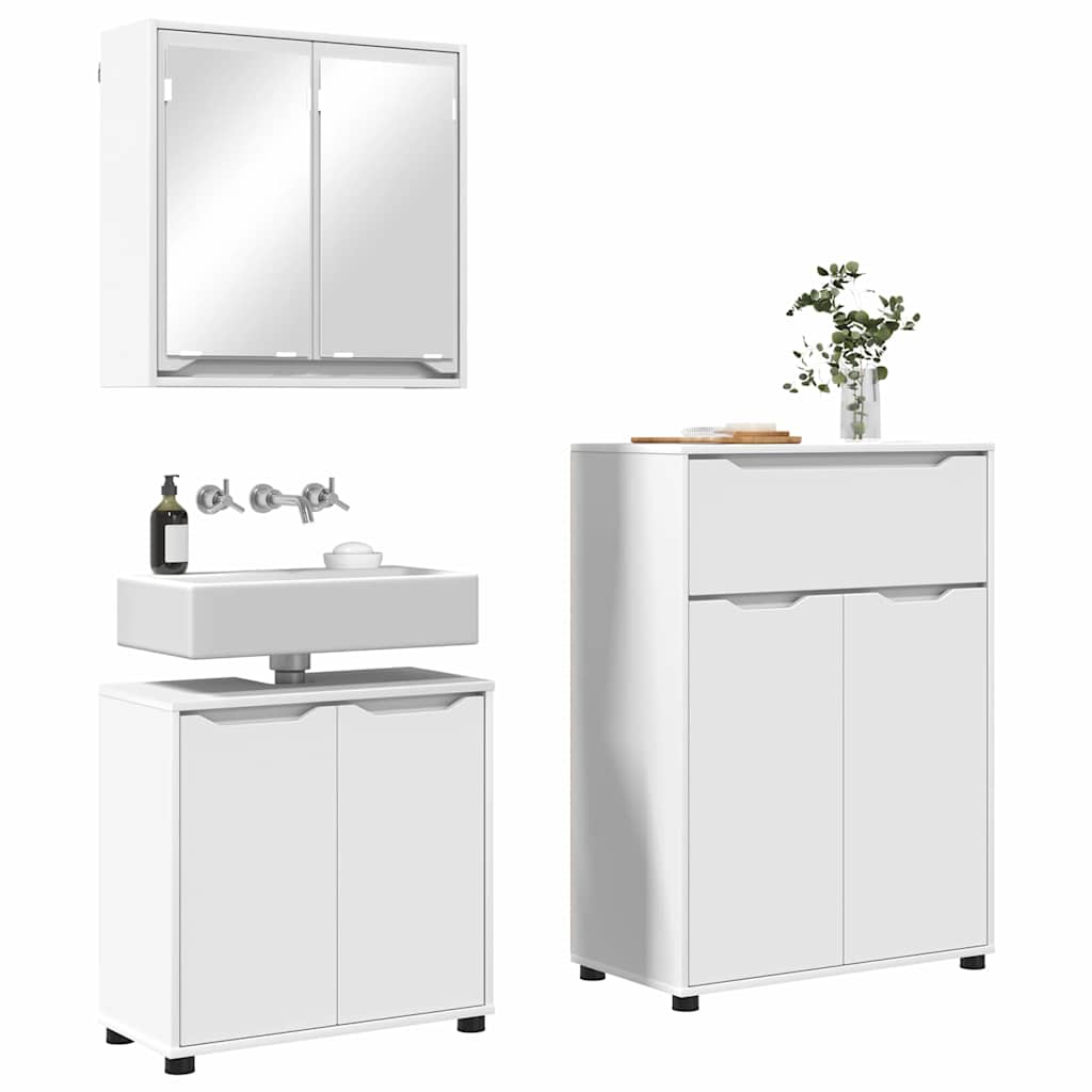 Set di mobili per il bagno 3 pcs Bianco Legno multistrato