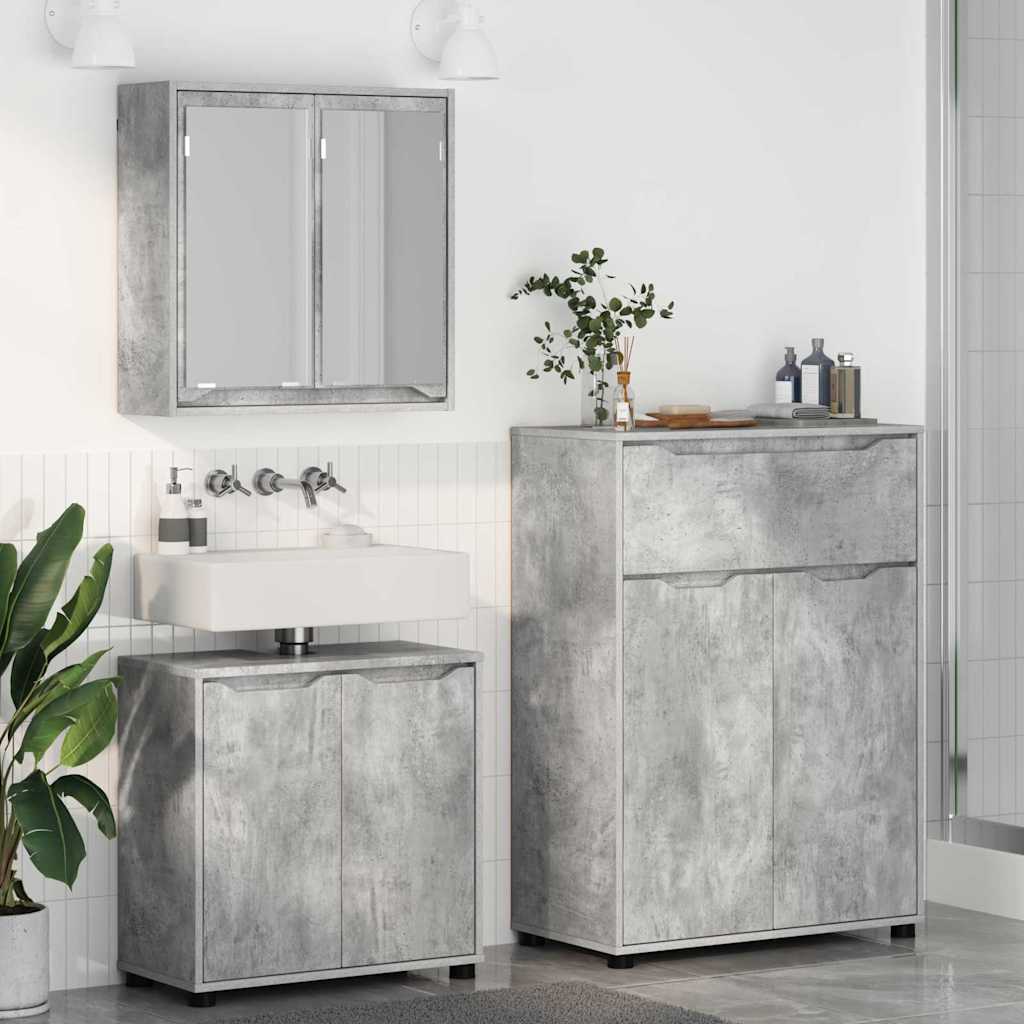 Set di mobili per il bagno con cassetto 3 pcs Grigio cemento