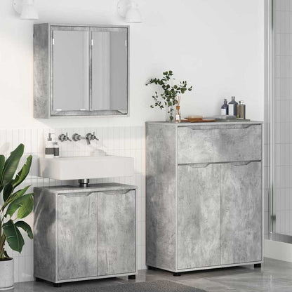 Set di mobili per il bagno con cassetto 3 pcs Grigio cemento