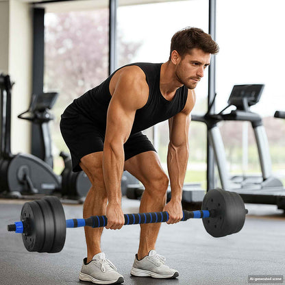 Set di Manubri 4-in-1 Nero e Blu 121 x 19,5 x 19,5 cm