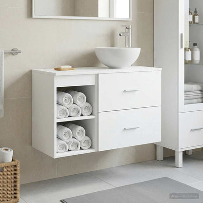 Set di mobili per il bagno 2 pcs Bianco Legno ingegnerizzato | homemem39