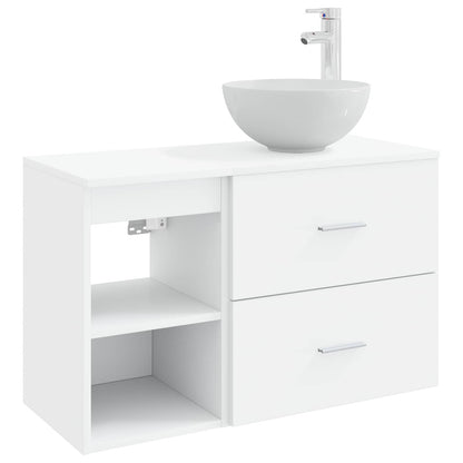 Set di mobili per il bagno 2 pcs Bianco Legno ingegnerizzato | homemem39