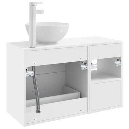 Set di mobili per il bagno 2 pcs Bianco Legno ingegnerizzato | homemem39
