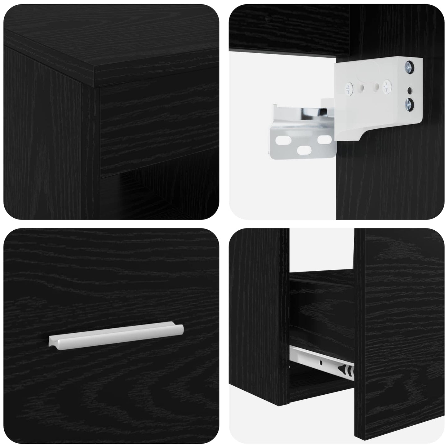 Set di mobili per il bagno 2 pcs Rovere Nero | homemem39
