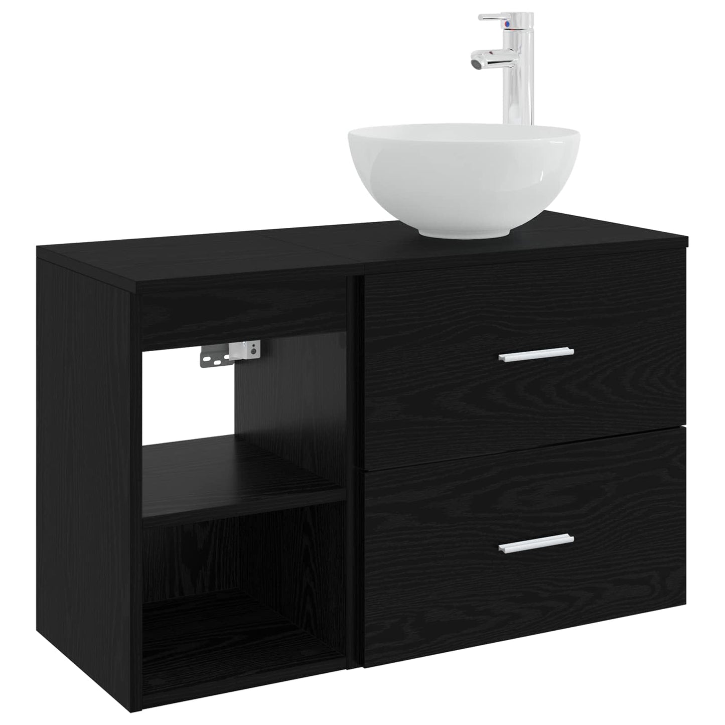 Set di mobili per il bagno 2 pcs Rovere Nero | homemem39