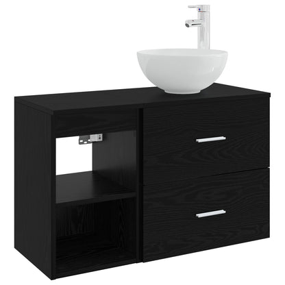 Set di mobili per il bagno 2 pcs Rovere Nero | homemem39