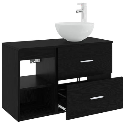 Set di mobili per il bagno 2 pcs Rovere Nero | homemem39