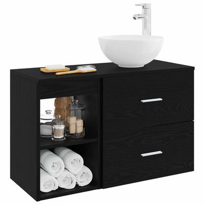 Set di mobili per il bagno 2 pcs Rovere Nero | homemem39