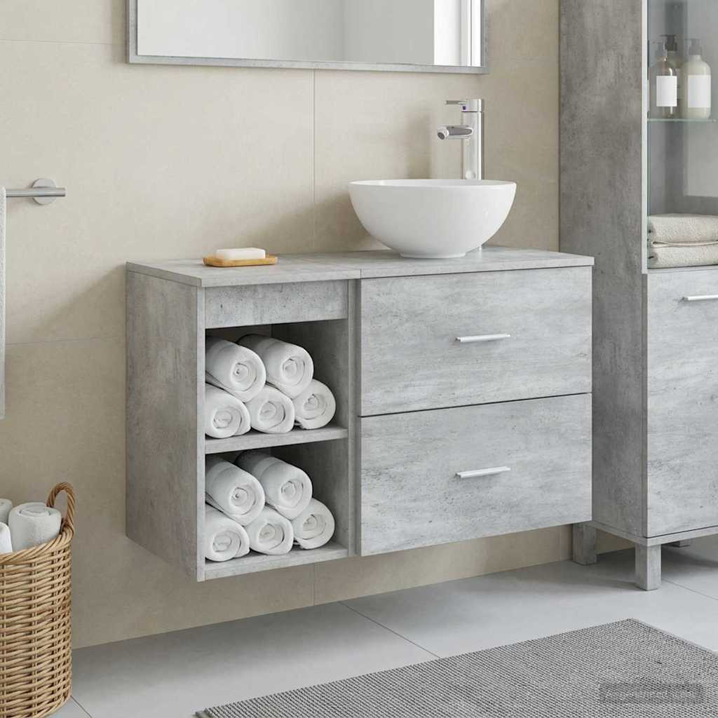 Set di mobili per il bagno 2 pcs Grigio Cemento | homemem39