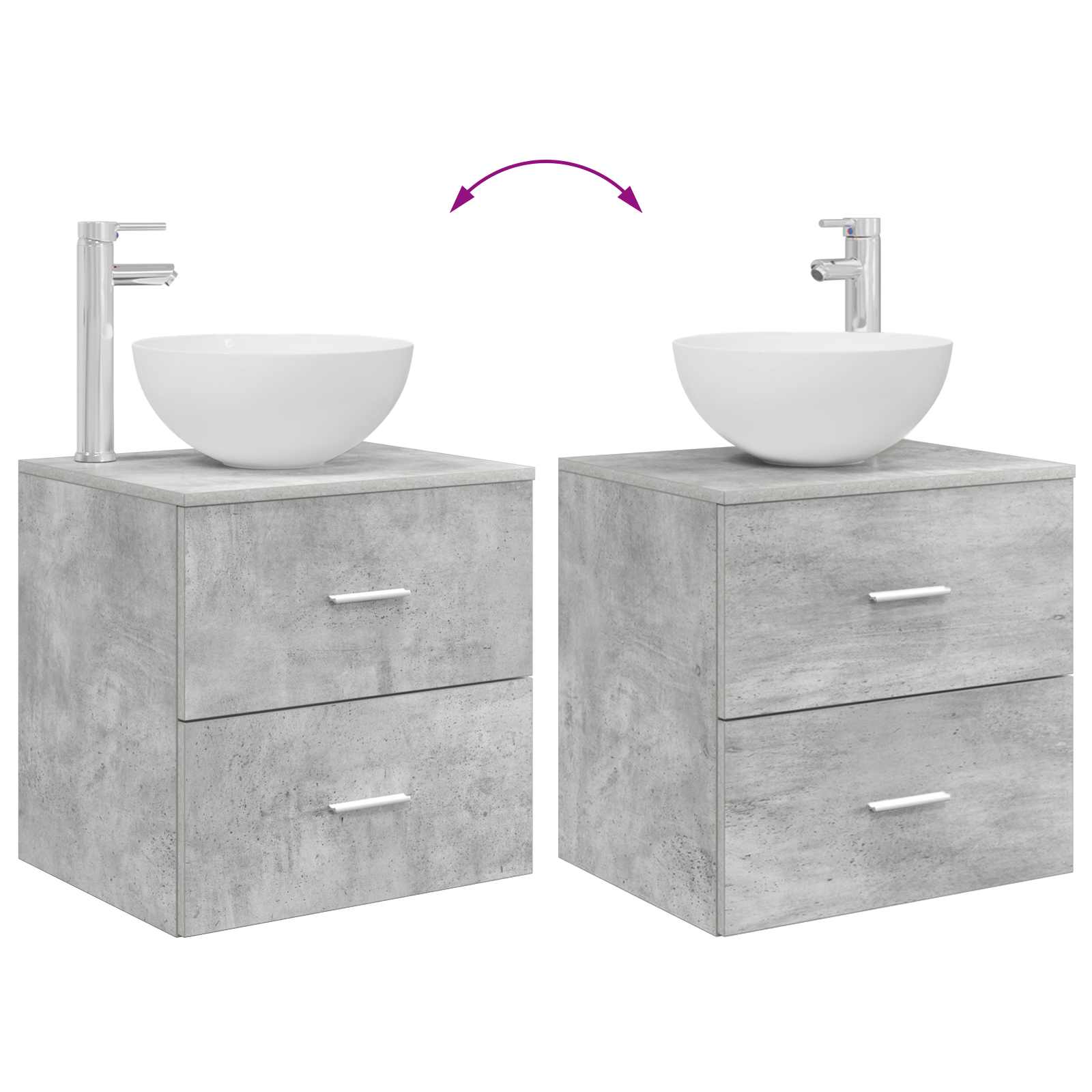 Set di mobili per il bagno 2 pcs Grigio Cemento | homemem39