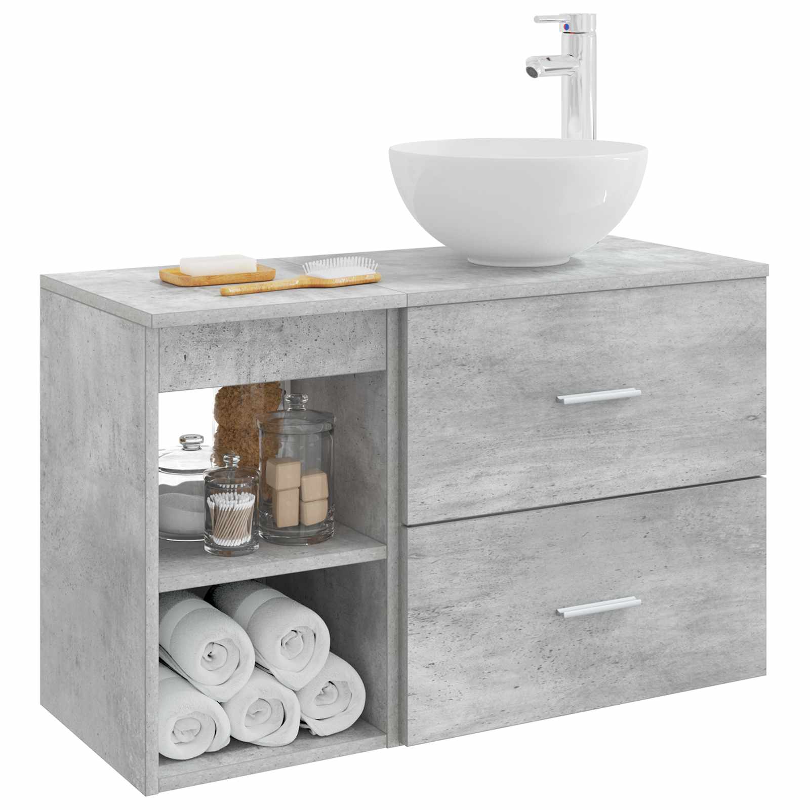 Set di mobili per il bagno 2 pcs Grigio Cemento | homemem39