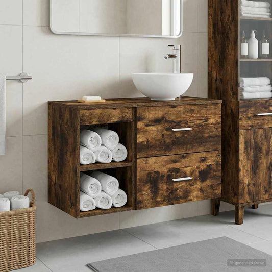 Set di mobili per il bagno 2 pcs Rovere Fumo | homemem39