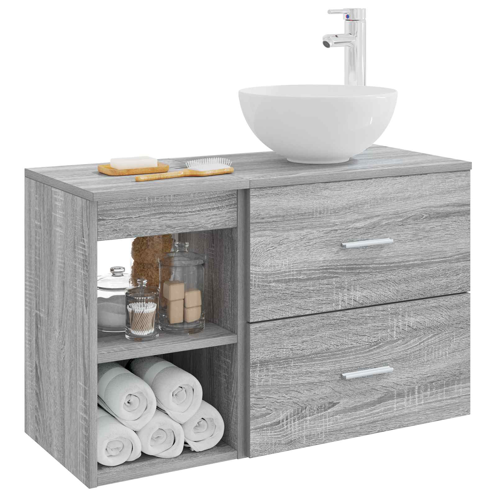 Set di mobili per il bagno 2 pcs Sonoma grigio | homemem39