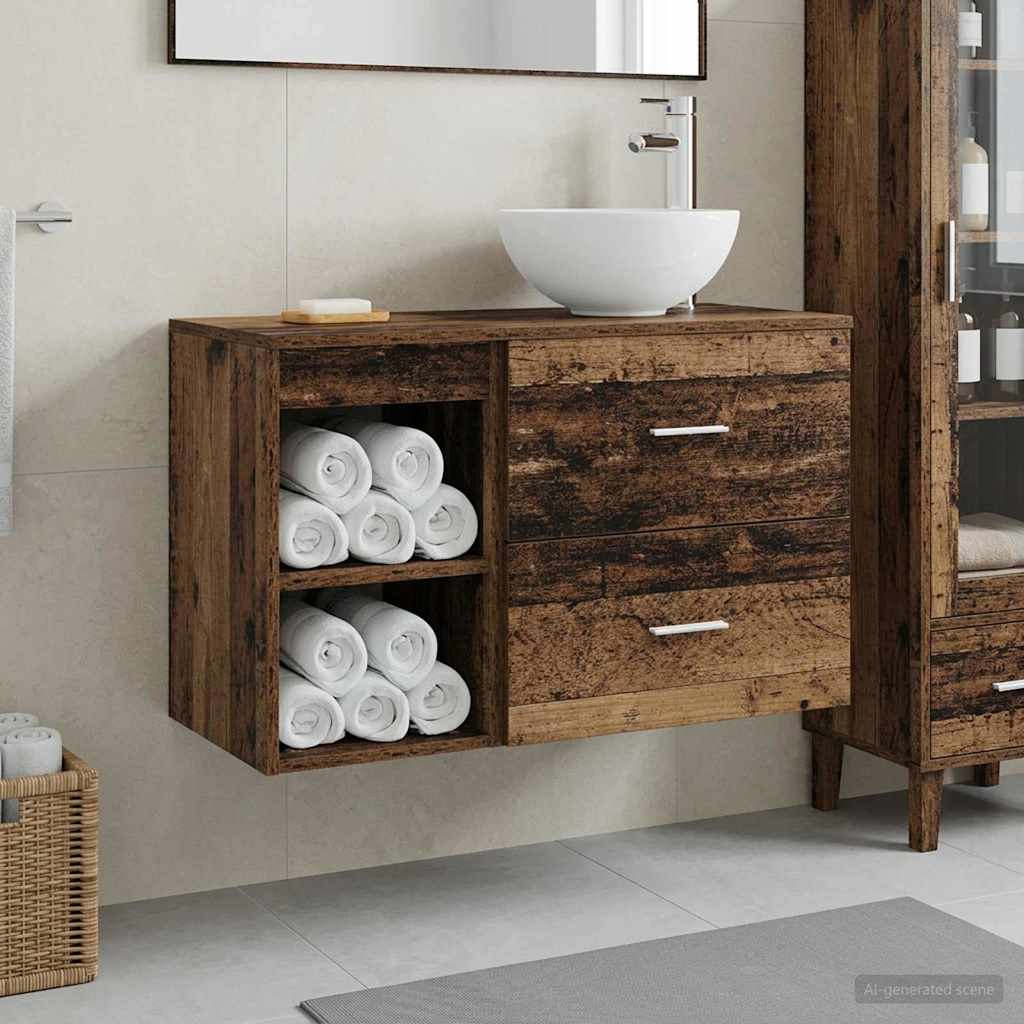 Set di mobili per il bagno 2 pcs Legno antico | homemem39
