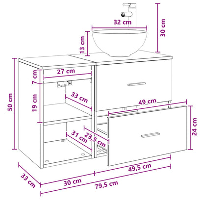 Set di mobili per il bagno 2 pcs Legno antico | homemem39