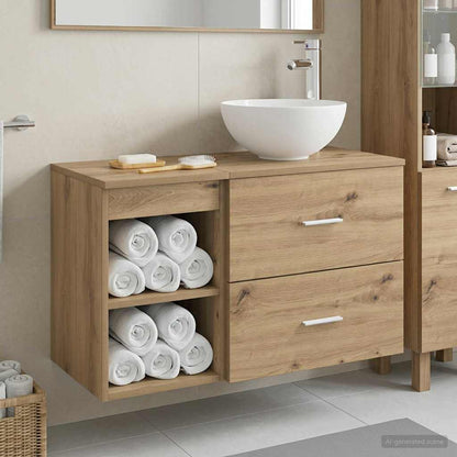 Set di mobili per il bagno 2 pz Rovere Artigianale | homemem39