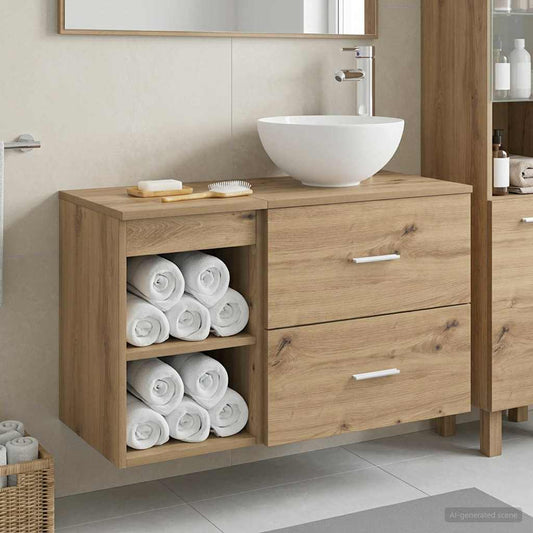 Set di mobili per il bagno 2 pz Rovere Artigianale | homemem39