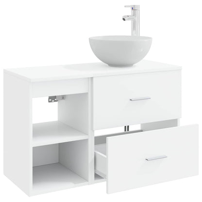 Set di mobili per il bagno 2 pcs Bianco Legno ingegnerizzato | homemem39