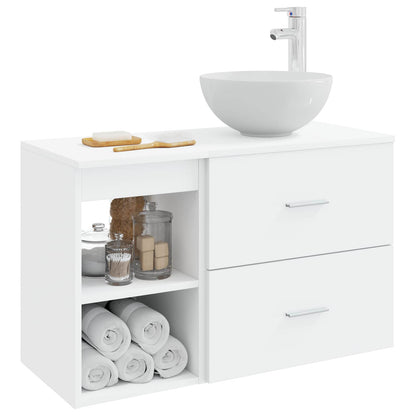 Set di mobili per il bagno 2 pcs Bianco Legno ingegnerizzato | homemem39