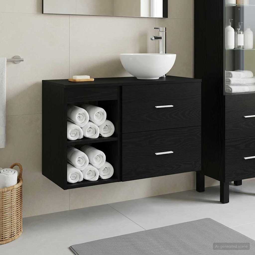 Set di mobili per il bagno 2 pcs Rovere Nero | homemem39