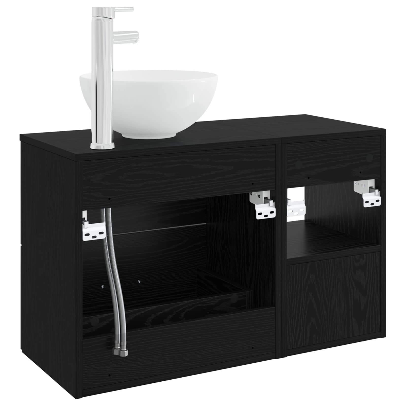 Set di mobili per il bagno 2 pcs Rovere Nero | homemem39