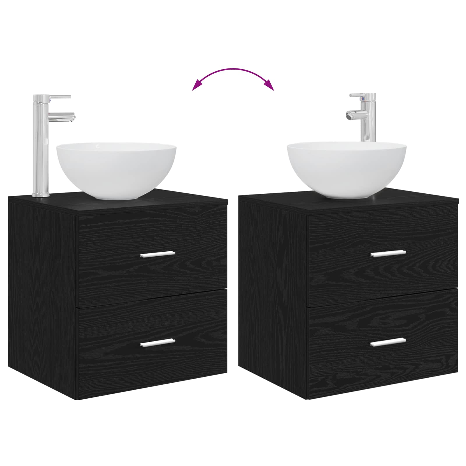 Set di mobili per il bagno 2 pcs Rovere Nero | homemem39