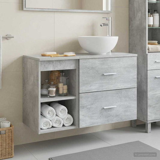 Set di mobili per il bagno 2 pcs Grigio Cemento | homemem39