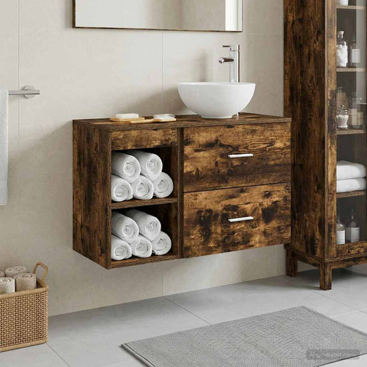 Set di mobili per il bagno 2 pcs Rovere Fumo | homemem39