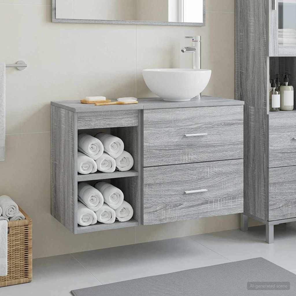 Set di mobili per il bagno 2 pcs Sonoma grigio | homemem39