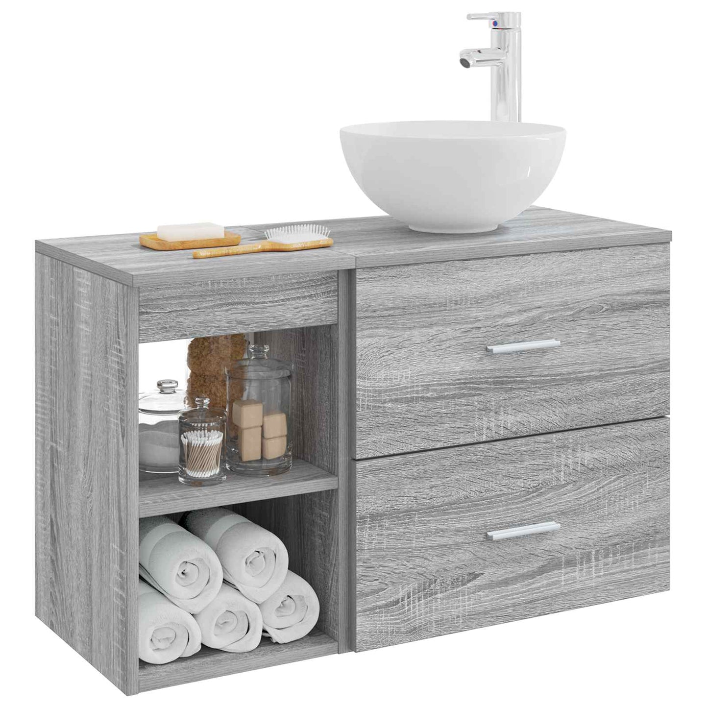 Set di mobili per il bagno 2 pcs Sonoma grigio | homemem39