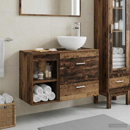 Set di mobili per il bagno 2 pcs Legno antico | homemem39