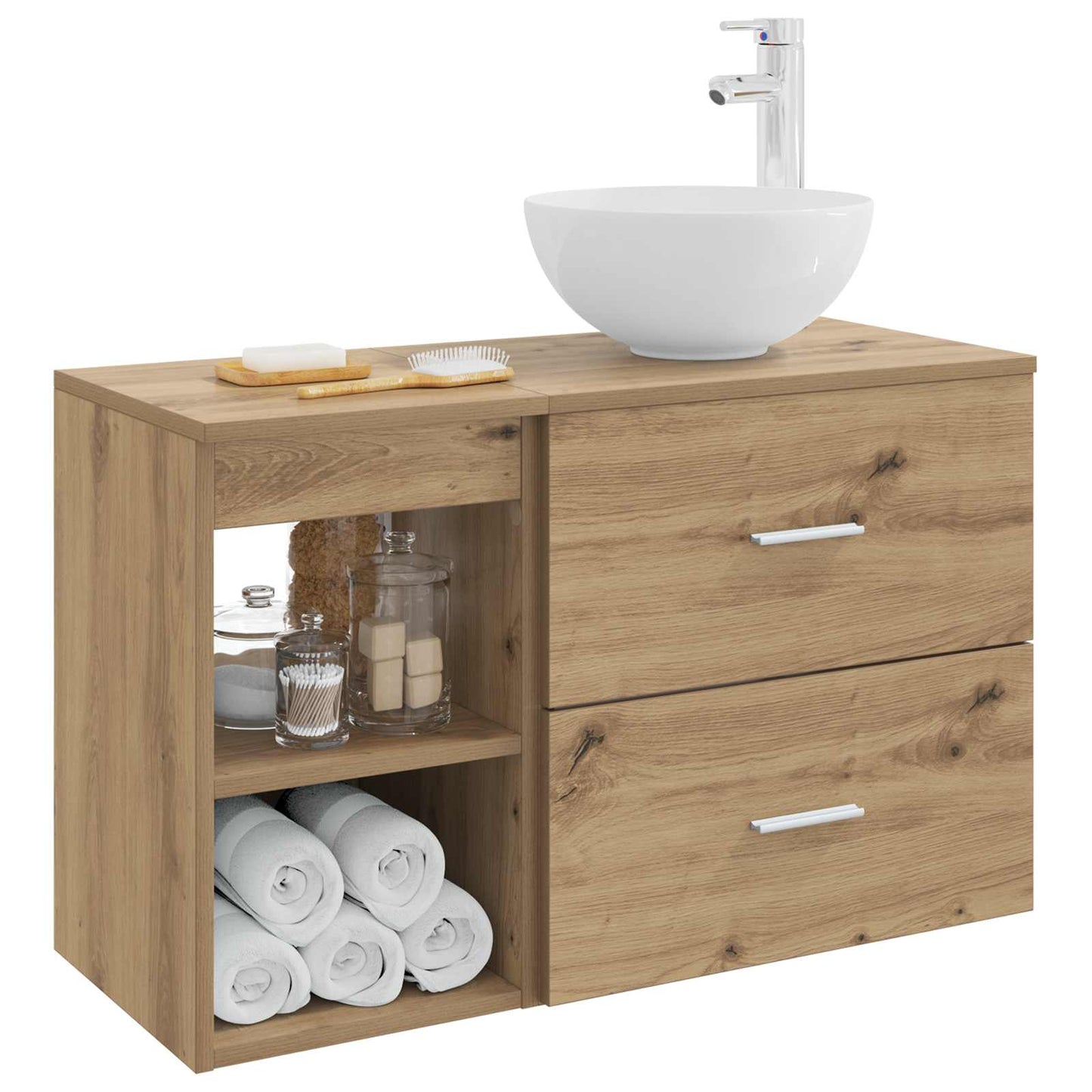 Set di mobili per il bagno 2 pz Rovere Artigianale | homemem39