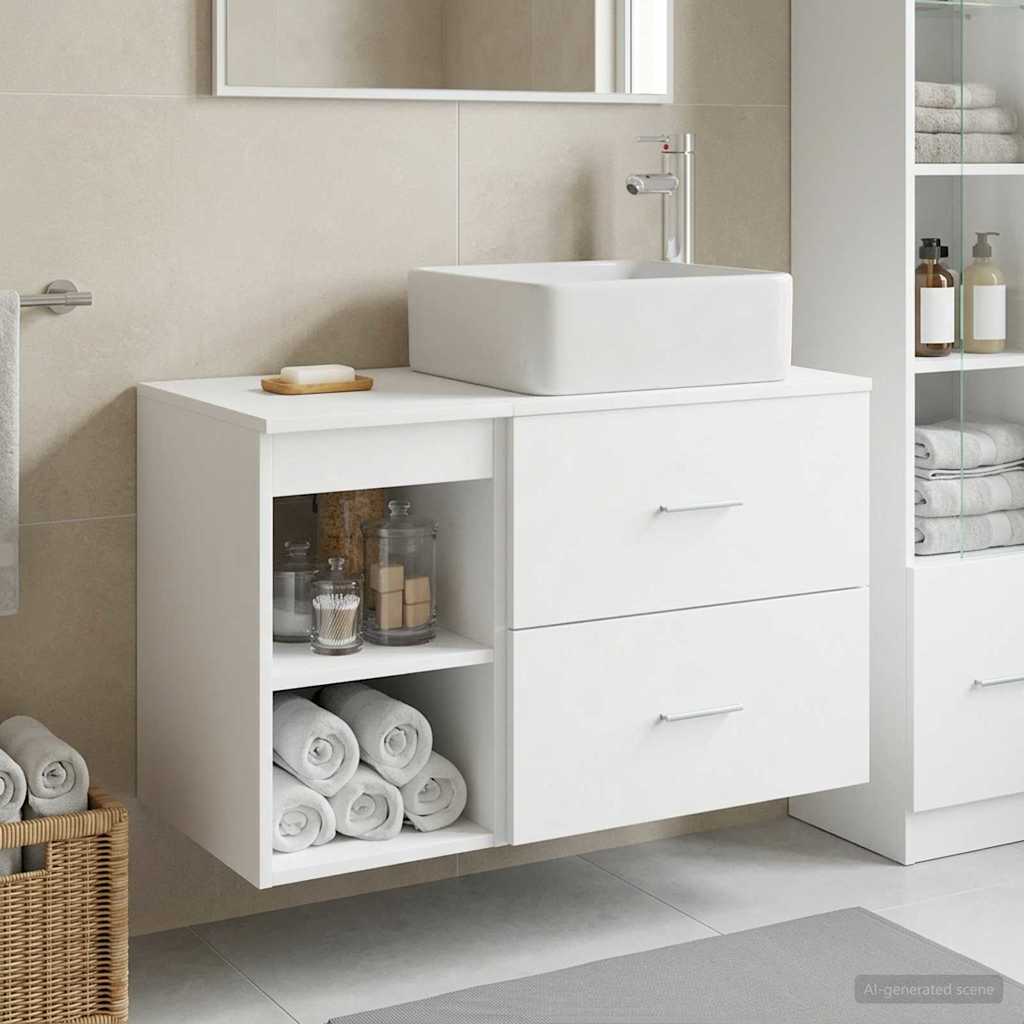 Set di mobili per il bagno 2 pcs Bianco Legno ingegnerizzato | homemem39