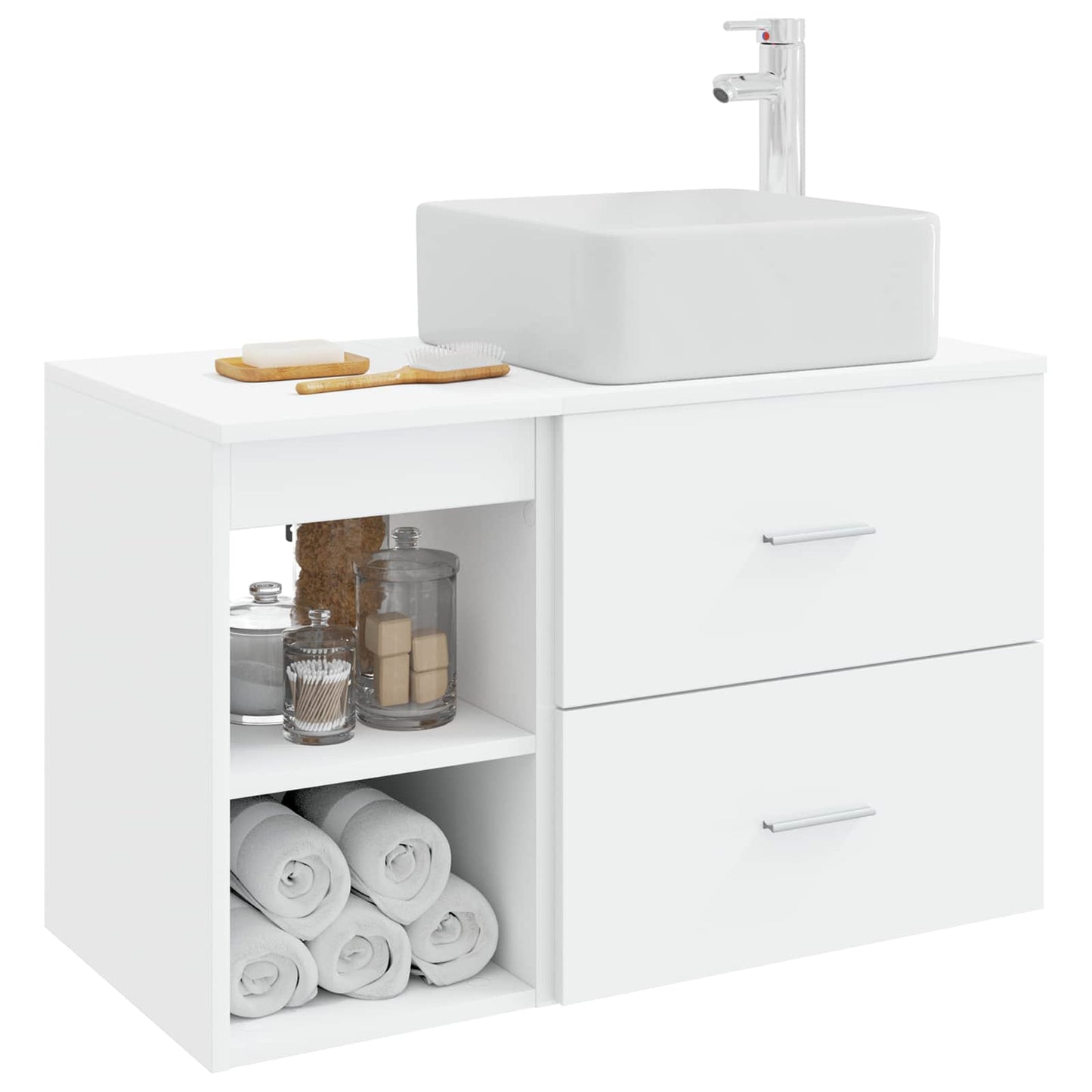 Set di mobili per il bagno 2 pcs Bianco Legno ingegnerizzato | homemem39