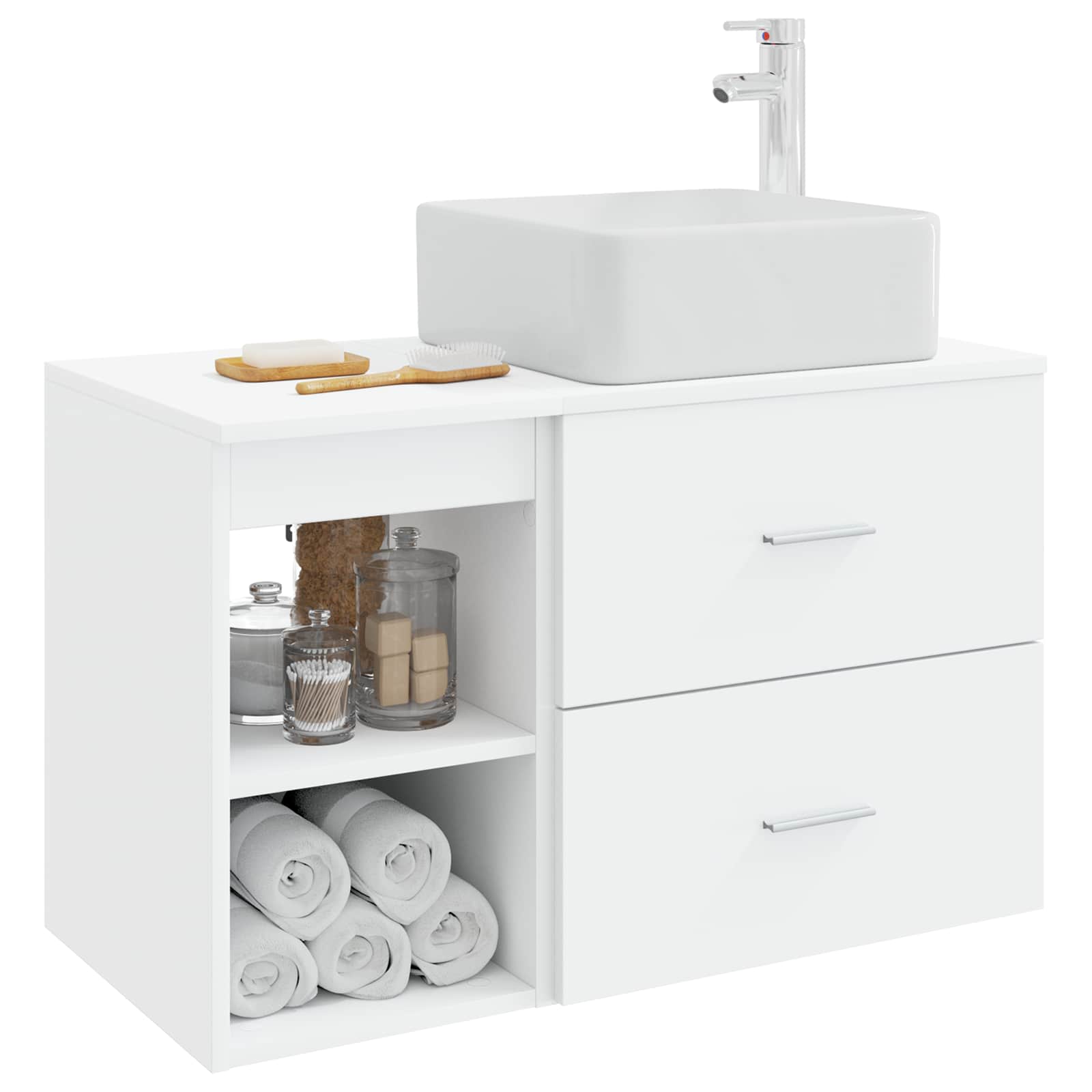 Set di mobili per il bagno 2 pcs Bianco Legno ingegnerizzato | homemem39